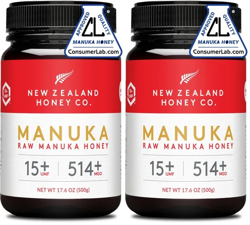 Vista 13 de New Zealand Honey Co. Miel de manuka cruda UMF 15+ MGO 514+, certificado UMF / 8.8oz