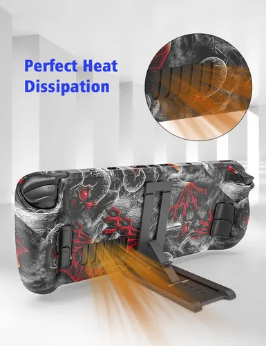 Vista 7 de Relohas Case for Steam Deck Accessories Set for Steam Deck Silicone Cover Skin Shell Stand Dock Touch Skin Sticker and Thumb Grip Full Protection
