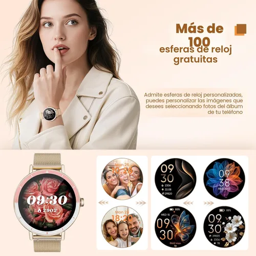 Vista 7 de KEEPONFIT Reloj inteligente para hombres/mujeres Android y iPhone, pantalla táctil de 1.27" (3,23 cm), rastreador de fitness con responder/hacer