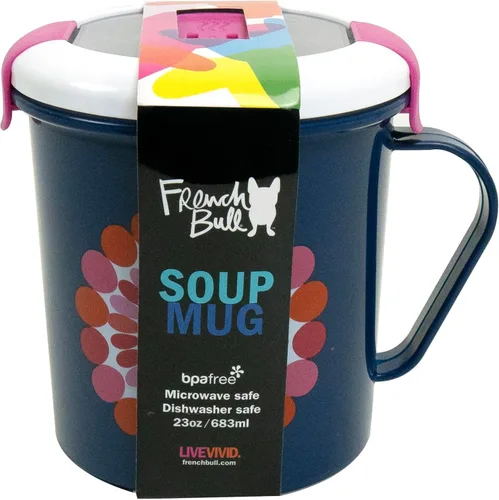 Vista 4 de French Bull Taza de sopa de 23 onzas con asa y tapa ventilada, almacenamiento de alimentos, agarre fresco, a prueba de fugas, apto para lavavajillas