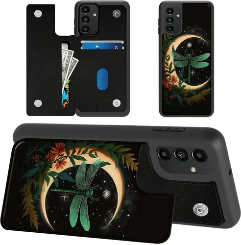 Vista 23 de Funda tipo cartera para Samsung Galaxy A14 5G con tarjetero y bloqueo RFID, piel sintética suave, función atril, cierre magnético, funda delgada