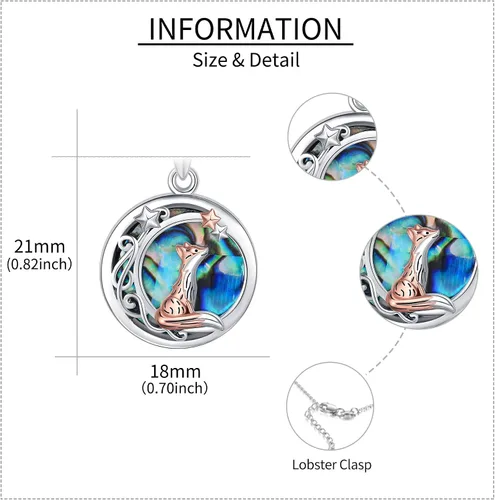 Vista 4 de Collar de plata de ley con colgante de zorroserpienteunicorniobúho en la lunaconejocaballo, joyería de regalo para mujeres, mamá, hermana