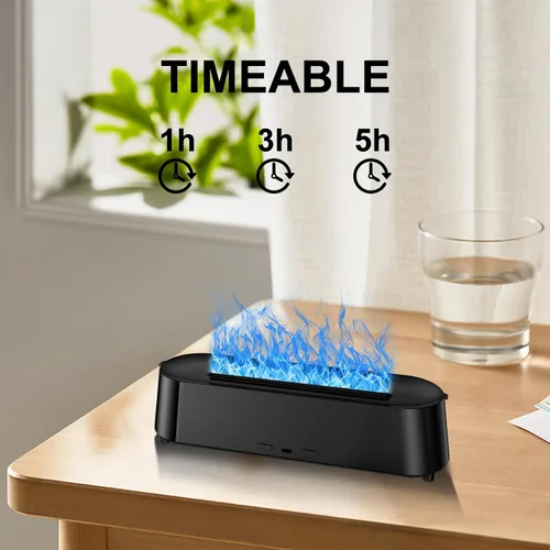 Vista 3 de Humidificador difusor de fuego de llama colorida con control remoto, aceites esenciales ultrasilenciosos, difusores de aromaterapia para habitación