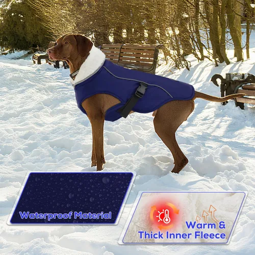 Vista 3 de EMUST Chaqueta de invierno para perro, ropa resistente al viento para el clima frío, abrigos reflectantes para perros, chaqueta cálida