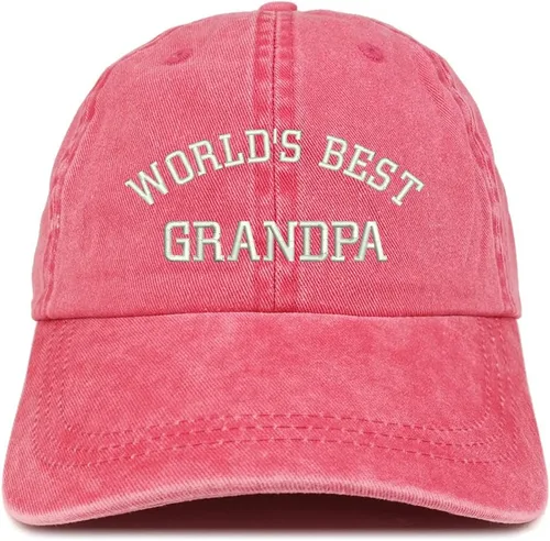 Vista 7 de World 's Best Grandpa bordado Pigmento teñido de perfil bajo algodón Cap Negro