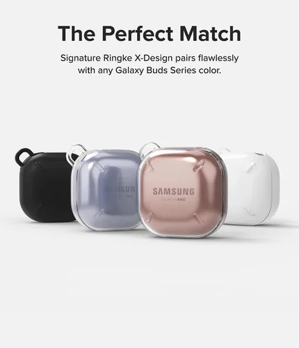 Vista 4 de Ringke Slim-X - Funda para Samsung Galaxy Buds 2 Pro & Pro & FE & 2 & Live [sensación sin funda] Funda ligera delgada con mosquetón para mujeres