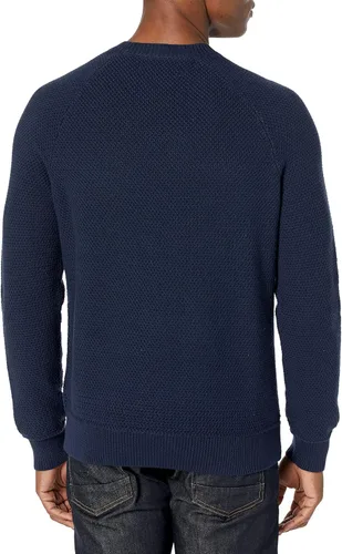 Vista 2 de Tienda Essentials Suéter de cuello redondo de algodón texturizado de gran tamaño para hombre