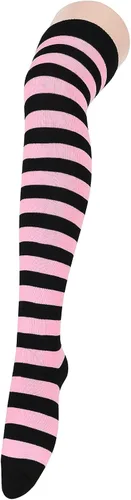 Vista 2 de Century Star Calcetines altos hasta el muslo extra largos por encima de la rodilla, calcetines a rayas para mujeres, medias de atleta, calentador