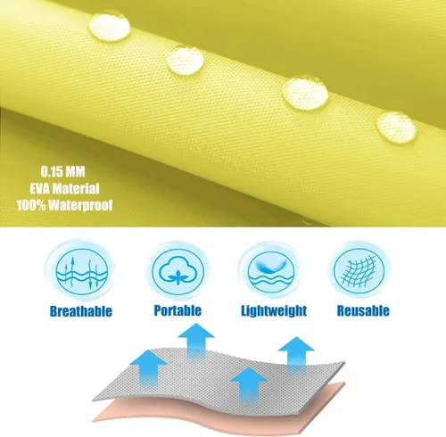 Vista 12 de Chaqueta de lluvia para niños, paquete de 2 ponchos de lluvia para niños, impermeables reutilizables para niños y niñas, impermeable, para exteriores