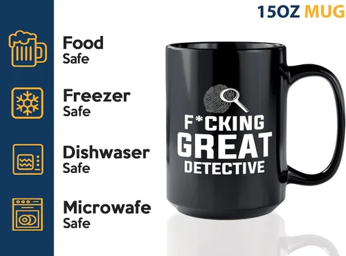 Vista 4 de Taza de café detective de 15 onzas, color negro, gran detective, oficial de policía, policía, patrulla, detective, policía, policía, policía