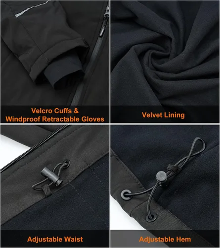 Vista 6 de uupalee Heated Jacket for Men (with 16000 mAh Battery Pack and Detachable Hood)