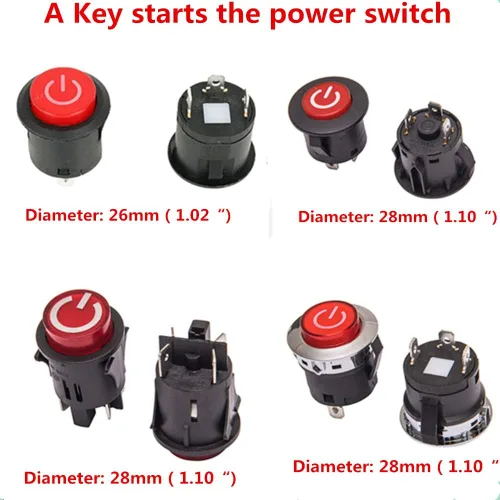 Vista 3 de Una llave inicia el botón del interruptor de encendido, accesorio de interruptor de arranque para niños, automóvil eléctrico, piezas de repuesto