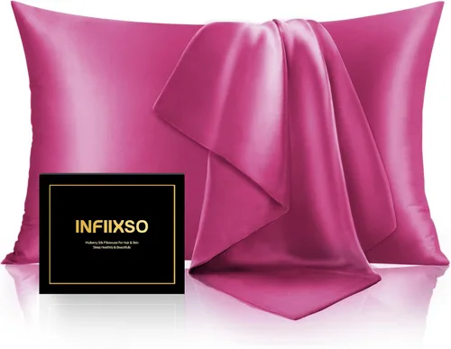 Vista 29 de INFIIXSO Funda de almohada de seda de morera, para cabello y piel, tamaño estándar, cremallera oculta, 20 x 26 pulgadas, suave y refrescante