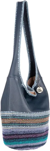 Vista 2 de The Sak Back To Bali 120 - Bolso Hobo en cuero y ganchillo bolso grande para hombro índigo Seminyak Seminyak índigo