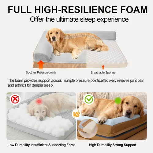 Vista 3 de Cama térmica para perros de tamaño grande, cama térmica para mascotas para perros grandes, sofá cama impermeable de espuma viscoelástica para perros