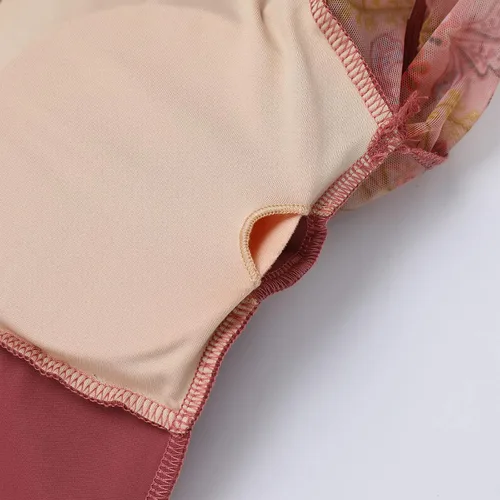Vista 11 de AFAVOM Leotardos de ballet para mujeres adultas con estampado de flores de mariposa sin espalda, leotardos de gimnasia con brasier y prácticas