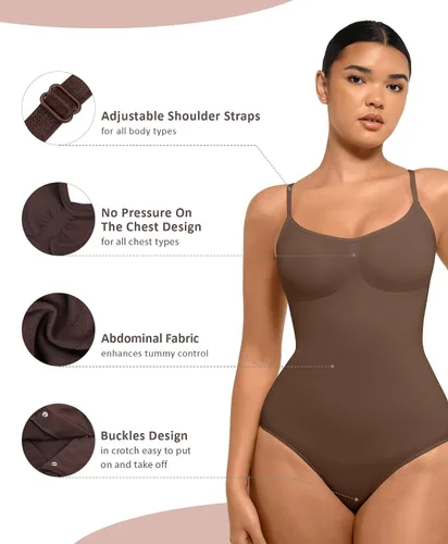 Vista 4 de FeelinGirl Body moldeador para mujer, 2 piezas, con control de abdomen, sin costuras, para esculpir