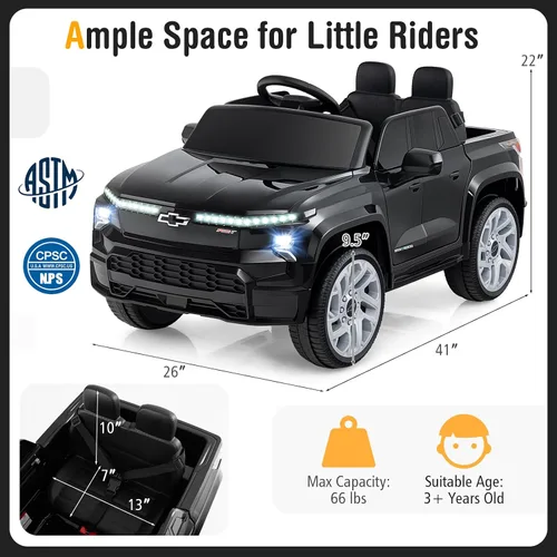 Vista 7 de Costzon Vehículo para montar en coche, camión Chevrolet con licencia de 12 V, vehículos eléctricos para niños con control remoto, almacenamiento