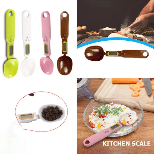 Vista 6 de Báscula electrónica de cuchara de alimentos de 17.64 oz/0.00 oz con peso para gramos y onzas, báscula digital de cocina con mango y boquilla