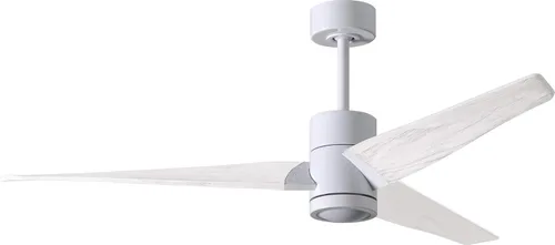Vista 14 de Matthews SJ-BN-MWH-42 Super Janet Damp Rated 42" Ceiling Fan with LED Light and Remote & Wall Control, Silent DC Motor, 3 Solid Wood Blades, Brushed