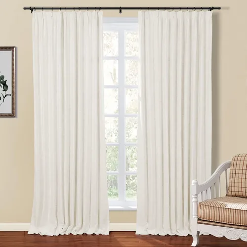 Vista 11 de TWOPAGES Cortina de Pliegues Pellizco Beige para Sala de Estar de 84 Pulgadas de Largo, Panel de Cortina de Ventana de Doble Capa Oscurecedora