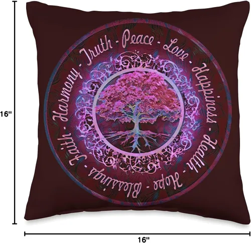 Vista 4 de Amelia Carrie Truth, Peace, Love, Happiness, Harmony, Blessings, Health Throw Pillow, 16x16, Multicolor