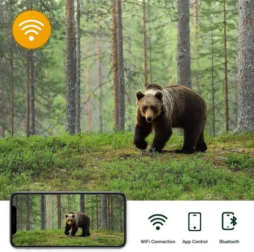 Vista 5 de Cámara WiFi801Pro Trail 4K/30MP con visión nocturna, conectividad WiFi Bluetooth, movimiento activado impermeable, gran angular de 120° para caza