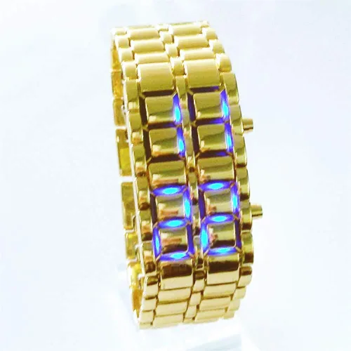 Vista 5 de Clásico para hombre binario cuadrado LED reloj digital negro plateado relojes de pulsera (negrorojo)