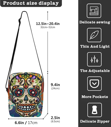 Vista 3 de Sinestour Mexico Flag Messenger Bag for Women Men Over The Shoulder Bag for Phone Passport