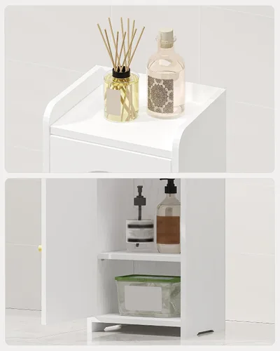 Vista 5 de Hzuaneri Gabinete de almacenamiento del cuarto de baño, pequeño gabinete Blanco