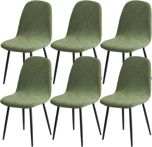 Vista 21 de HAOYONG Fundas para silla de comedor modernas de mediados de siglo, funda estampada para silla sin brazos, fundas elásticas para cocina, oficina