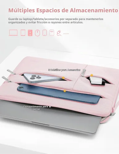 Vista 3 de HYZUO Funda para laptop de 14-15 pulgadas para MacBook Air 15 M5, rosa Rosa pálido