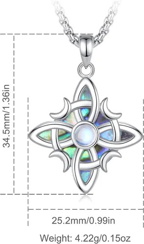Vista 6 de INFUSEU Joyería irlandesa de plata esterlina, collar de nudo de bruja celta Claddagh para mujeres, adolescentes y niñas