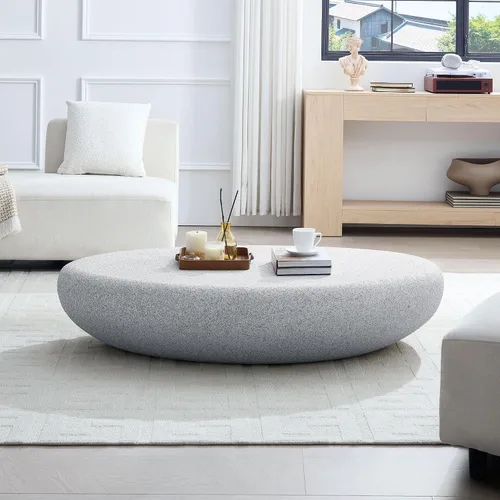 Vista 28 de WILLIAMSPACE Mesa auxiliar redonda de 15.75" con patrón de piedra de cemento para sala de estar, mesa auxiliar moderna circular de fibra de vidrio