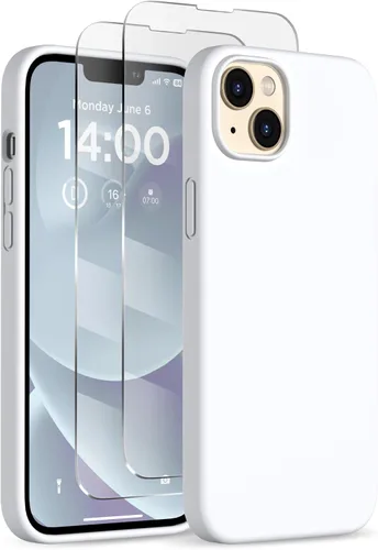 Vista 32 de Funda de silicona diseñada para iPhone 14 Plus, con 2 protectores de pantalla, funda protectora de cuerpo completo a prueba de golpes, funda delgada