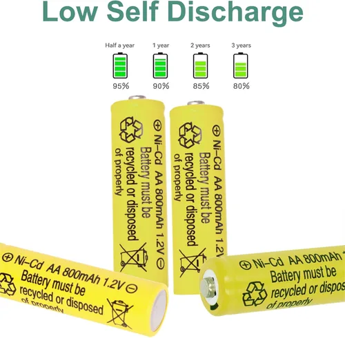Vista 8 de Paquete de 12 baterías recargables de níquel cadmio de 1.2 V NI-CD AA de 800 mAh para paisajismo de jardín, luces de seguridad solares/exteriores