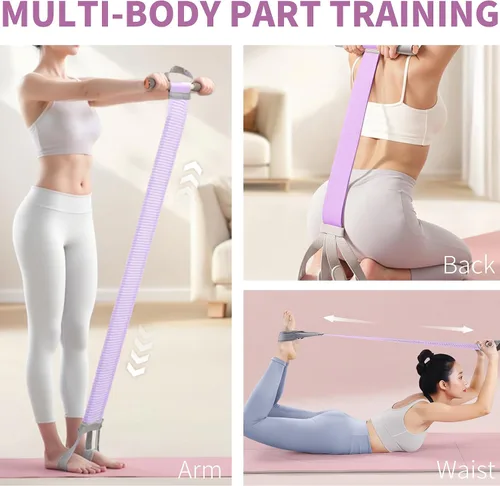 Vista 4 de Banda de resistencia de tela con asas antideslizante para pedal de pie para mujeres, banda de fitness de cuerpo completo de 120 libras