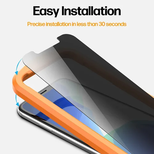 Vista 2 de Diseñado para iPhone 11 Pro Max, protector de pantalla de privacidad para iPhone XS Max, vidrio templado, protección antiespía [dureza 9H], kit