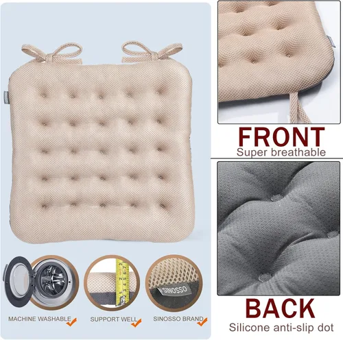 Vista 4 de SINOSSO Cojín para Silla de Oficina con Excelente Efecto de Soporte 1 Paquete, Cojín de Asiento de Escritorio/Computadora de Malla de Aire de Lujo