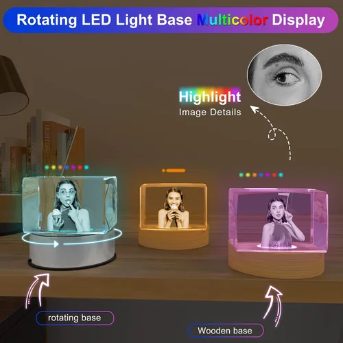 Vista 3 de Regalos personalizados con fotos de cristal 3D para ella, esposa, mamá, papá, mujeres, hombres, parejas, regalos personalizados con imágenes
