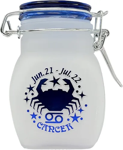 Vista 13 de Frasco de Almacenamiento de Vidrio Hermético a Prueba de Olores del Signo del Zodiaco, Cuarto de Onza (125ml), 3.25'' (Signo Astrológico de Acuario)