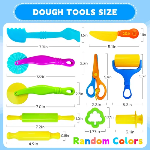 Vista 5 de Kit de herramientas de juego de masa y arcilla para niños, accesorios de arcilla para modelar con cortadores de animales, rodillos, tijeras