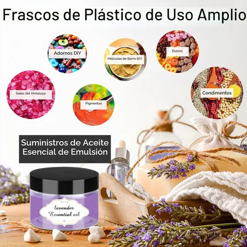 Vista 4 de PeacePeo Tarros de plástico con tapas, recipientes de slime de 4 onzas, 72 frascos de plástico transparente vacíos, recipientes de cosméticos