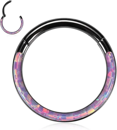 Vista 13 de Opal Septum Jewelry Surgical Steel Septum Ring Daith Rook Tragus Earring
