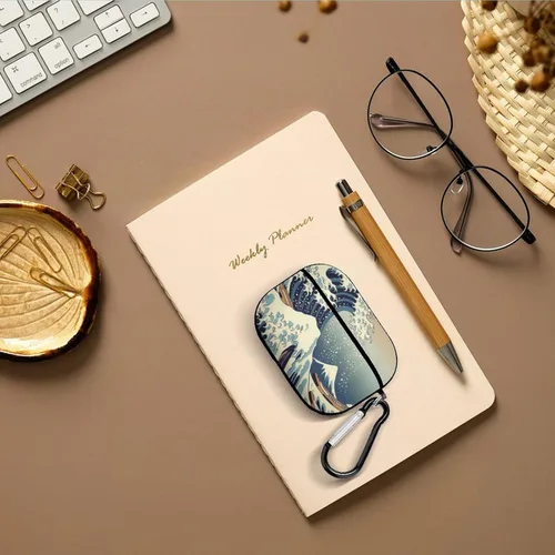 Vista 7 de Great Wave Mount Fuji - Funda compatible con AirPod Pro 2019 con llavero protector a prueba de golpes Estilo negro.