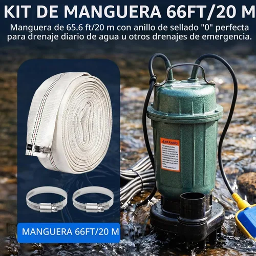 Vista 7 de 1HP Submersible Sewage Pump 4000 GPH 2" Discharge w/66ft Hose