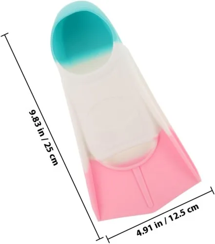 Vista 2 de Silicone Swimming Fins Short Travel Lightweight Flippers for Adults Flexible Floating Fins for Snorkeling Diving Light Blue White Pink XXS 27-29