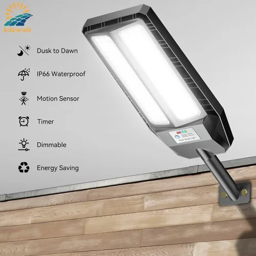 Vista 8 de Adewalk Luces solares de 5000 W para exteriores, luces solares LED de 7000 K para exteriores con sensor de movimiento y control remoto, IP66