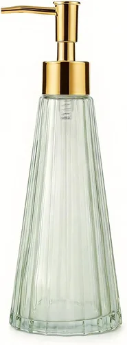 Vista 10 de IVAILEX Dispensador de jabón de manos de 10 oz/10.1 fl oz para baño, dispensador de jabón de cocina, dispensador de jabón de vidrio con bomba dorada