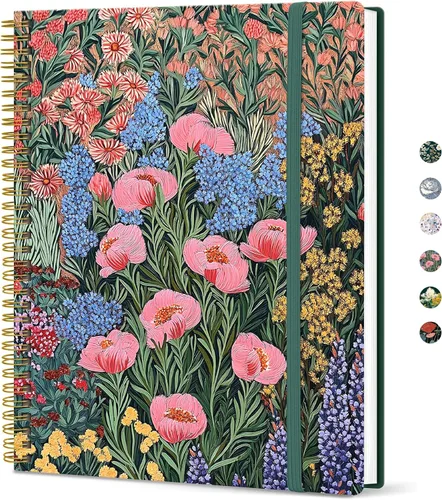 Vista 21 de Taja Diario Grande con Líneas en Espiral para Mujeres, Cuadernos de 8.5" x 11" para Trabajo con Rayado Universitario, Cuadernos A4 Estéticos Bonitos
